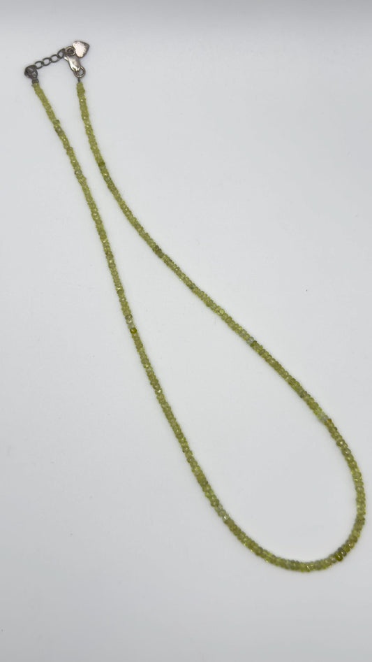 Natural Chrysoberyl Beaded Necklace, Faceted Rondelle Strand, Minimalist Crystal Jewelry