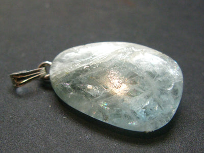 Aquamarine Gem Sterling Silver Pendant From Brazil - 1.3" - 4.52 Grams