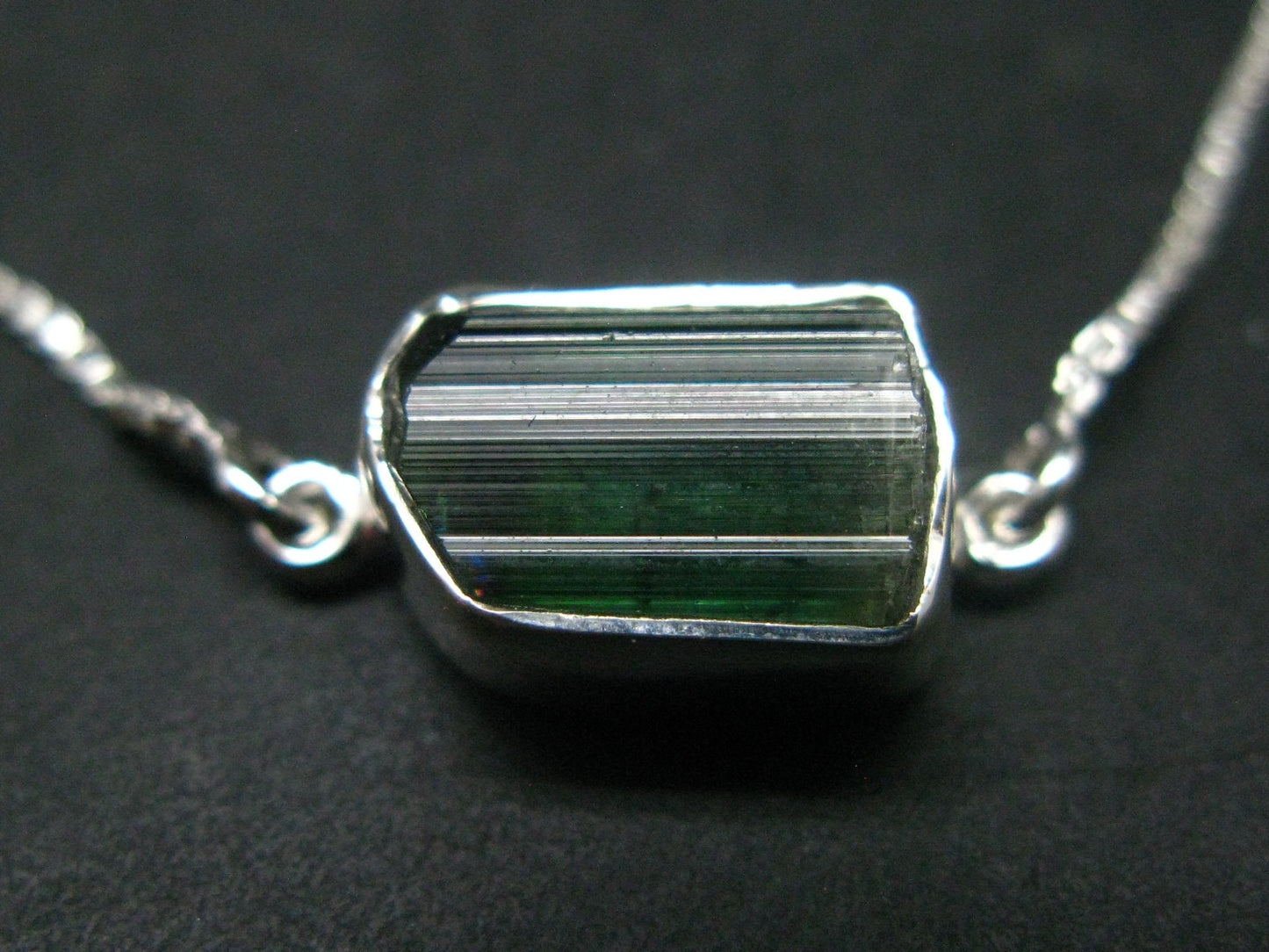 Green Tourmaline Silver Bracelet From Brazil - 4.33 Grams