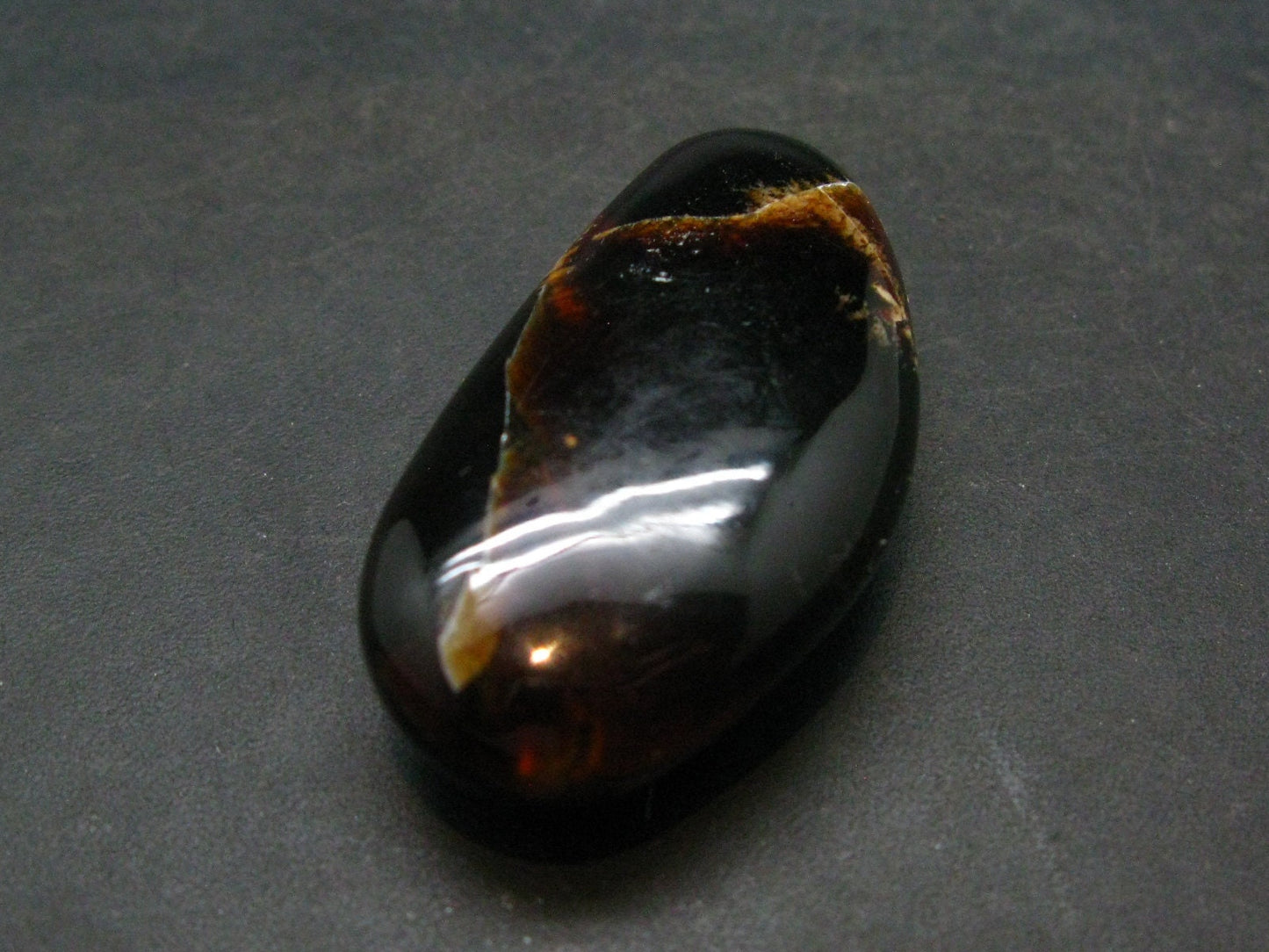 Rare Large Blue Amber Tumbled Piece Fluorescent From Indonesia - 1.6" - 10.04 Grams