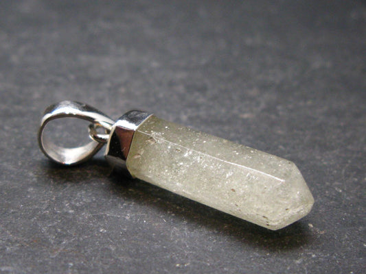 Gem Libyan Desert Glass Tektite Pendant Sterling Silver from Libya - 1.3" - 2.57 Grams