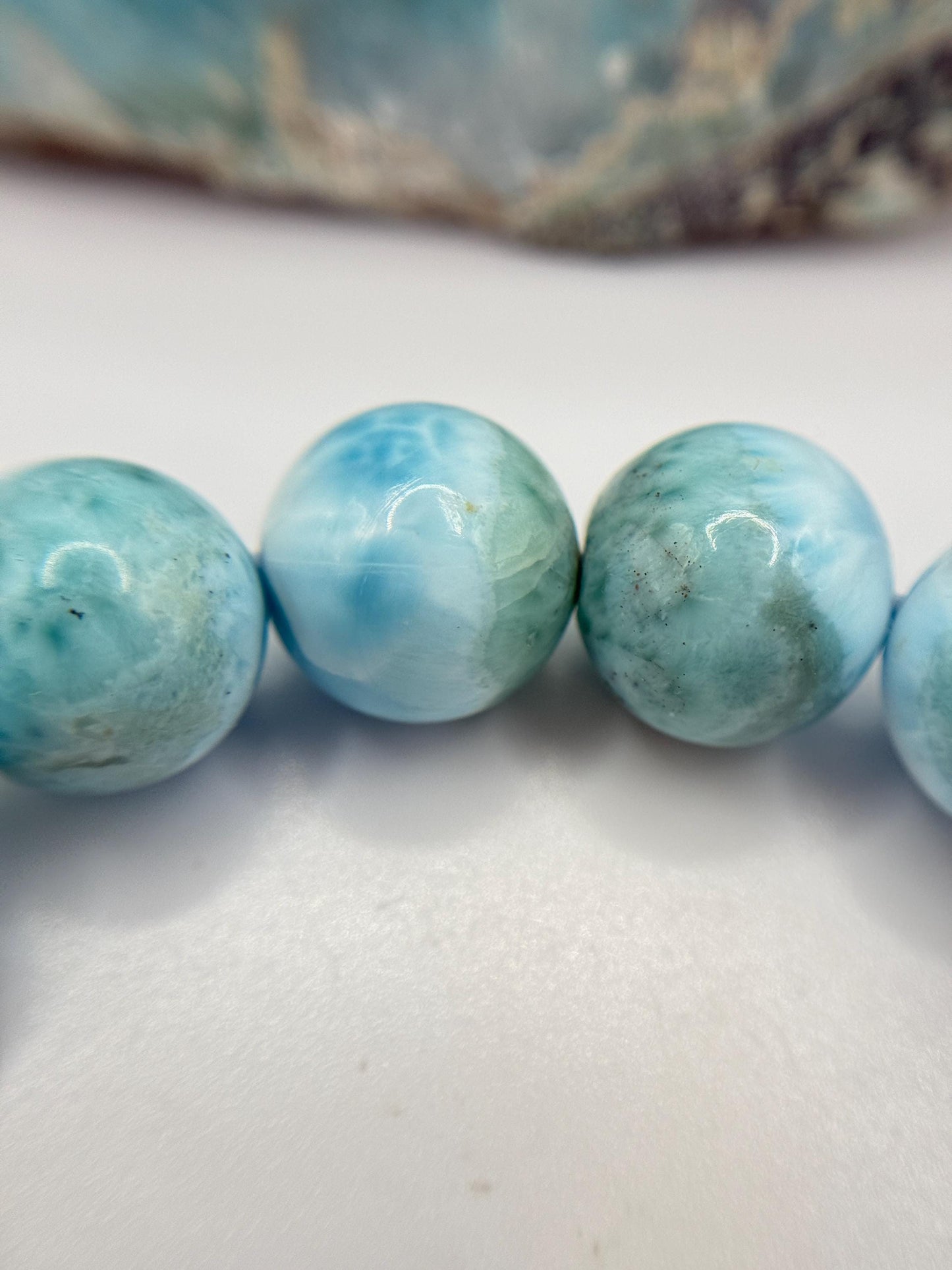 Natural Larimar Bracelet Blue Stone Beaded Bracelet Ocean Inspired Jewelry Gift
