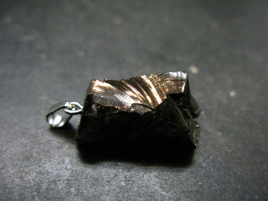 Unpolished Elite Shungite Silver Pendant from Russia - 1.2" - 2.86 Grams