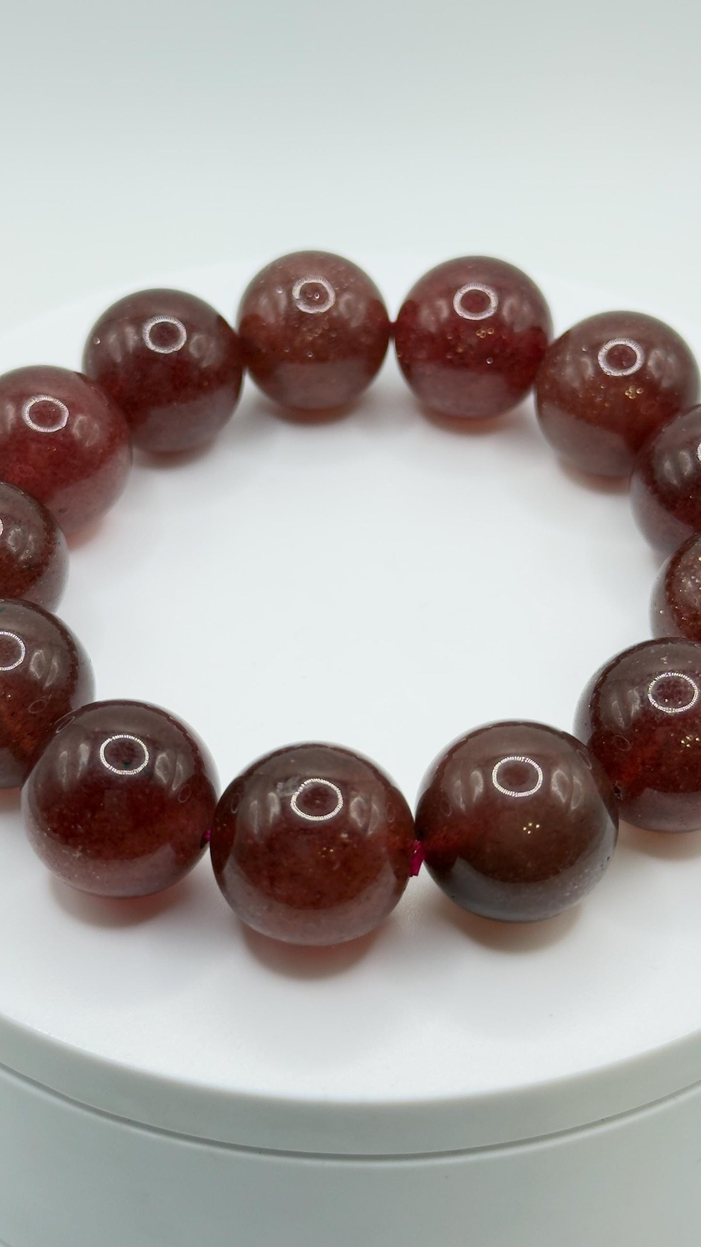 Strawberry Quartz Bracelet – Natural Red Sparkling Gemstone Elegant Jewelry - Weight 97.31 g
