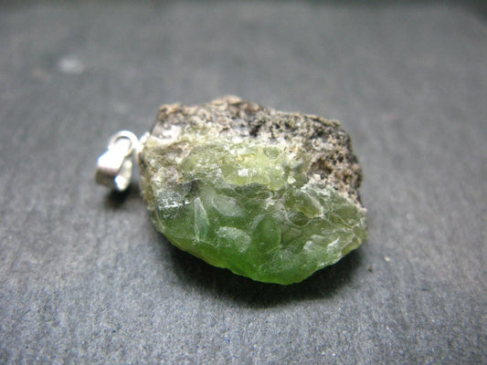 Rare Green Smithsonite Cluster Silver Pendant From Namibia - 1.2" - 6.08 Grams