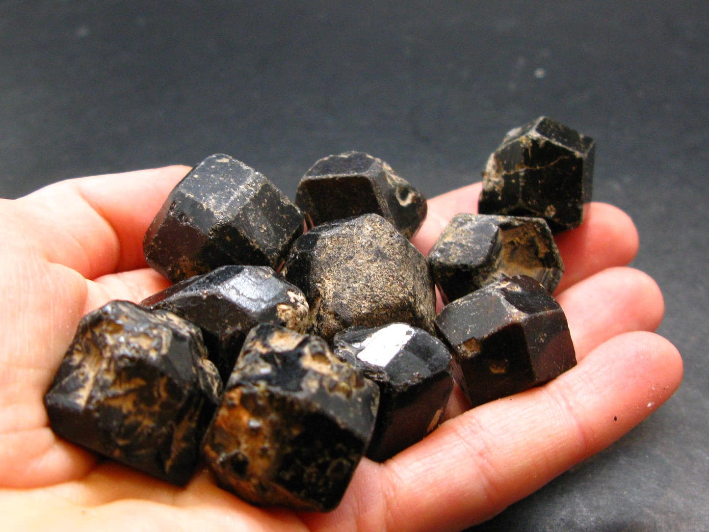 lot of 10 Black Melanite Andradite Garnet Crystals From Mali - 158.05 Grams