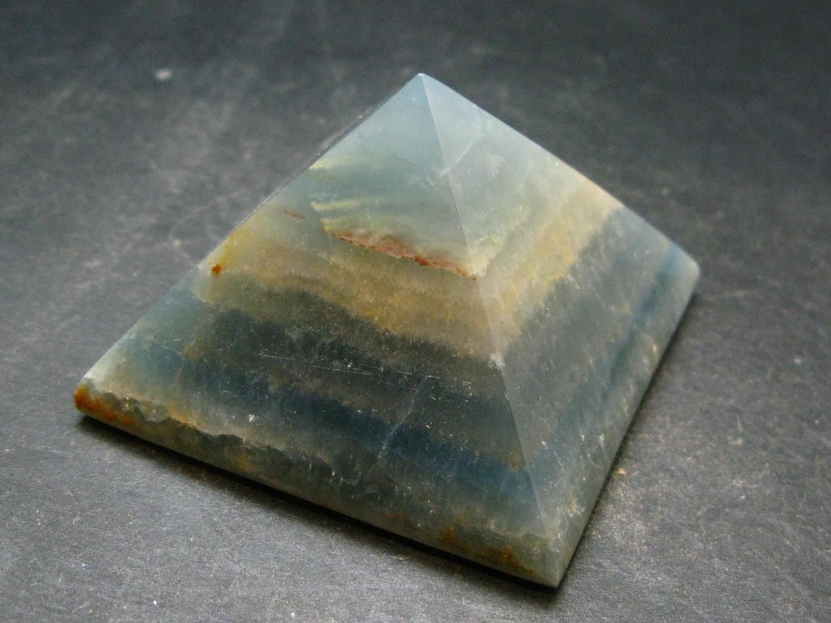 Lemurian Aquatine Blue Calcite Pyramid - 2.3" - 145.81 Grams