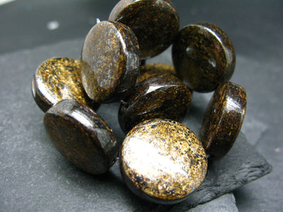 Bronzite Genuine Bracelet ~ 7 Inches ~ 20mm Circle Beads