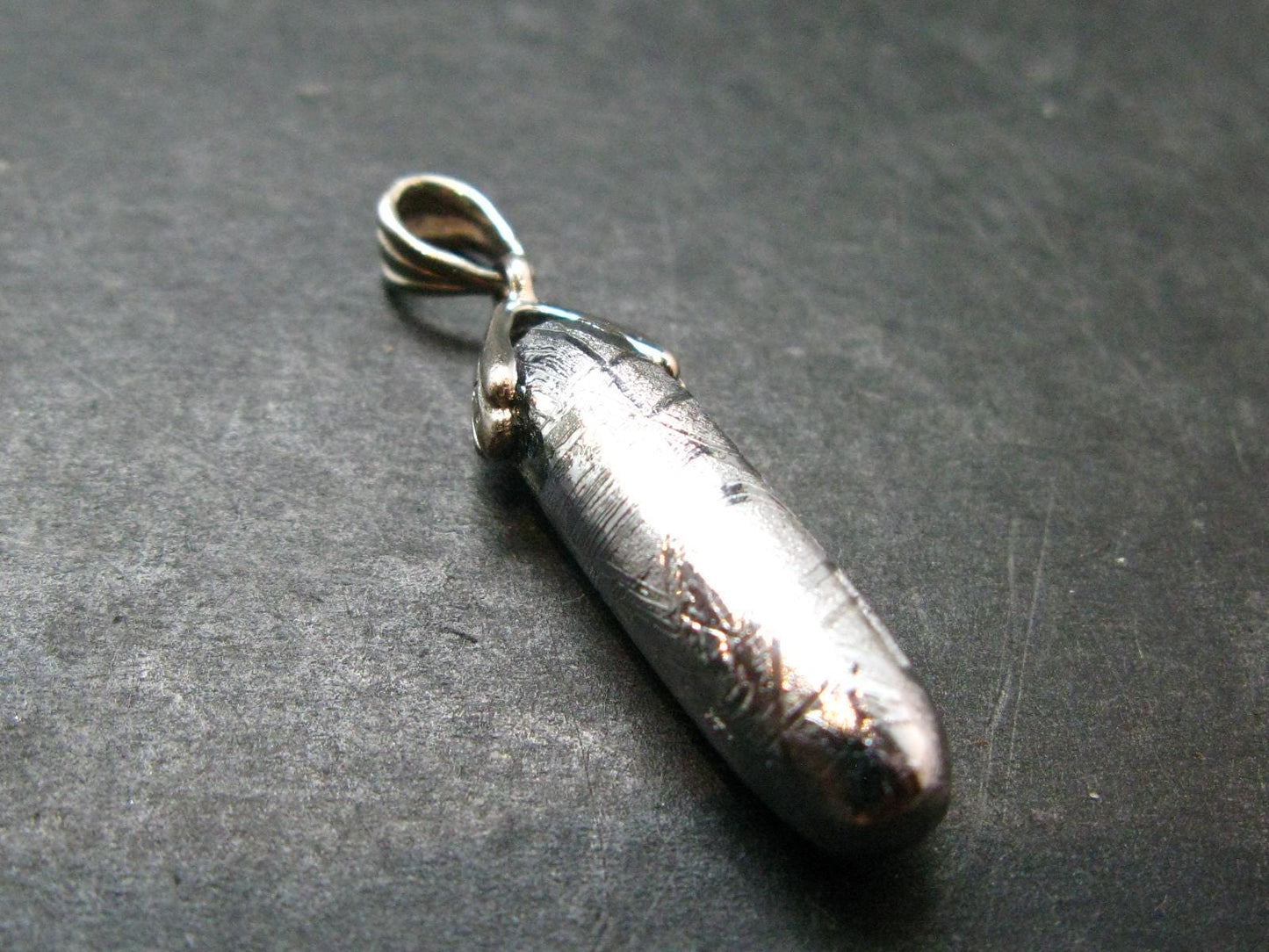 Muonionalusta Meteorite Silver Pendant from Sweden - 1.4" - 6.33 Grams