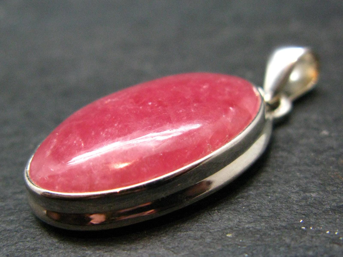 Rare Rhodochrosite Sterling Silver Pendant From Argentina - 1.5" - 8.14 Grams