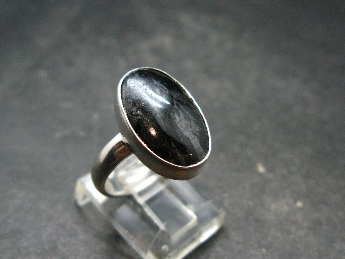 Very Rare Nuumite Nuummite Sterling Silver Plated Ring from Greenland - 4.37 Grams - Size 8