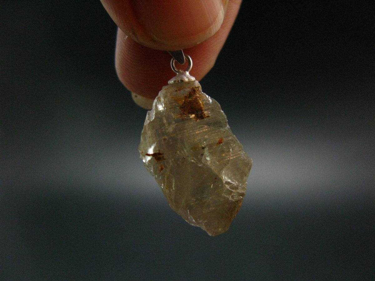 Gem Color Change See-Thru Straw Terminated Crystal Diaspore Crystal Silver Pendant From Turkey - 1.2" - 8.16 Grams