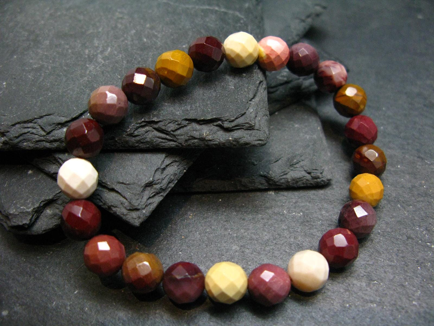 Mookaite Jasper Genuine Bracelet ~ 7 Inches ~ 8mm Facetted Beads