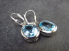 Faceted Natural Sky Blue Topaz Dangle 925 Silver Earrings from Brazil - 1.1" - 4.58 Grams
