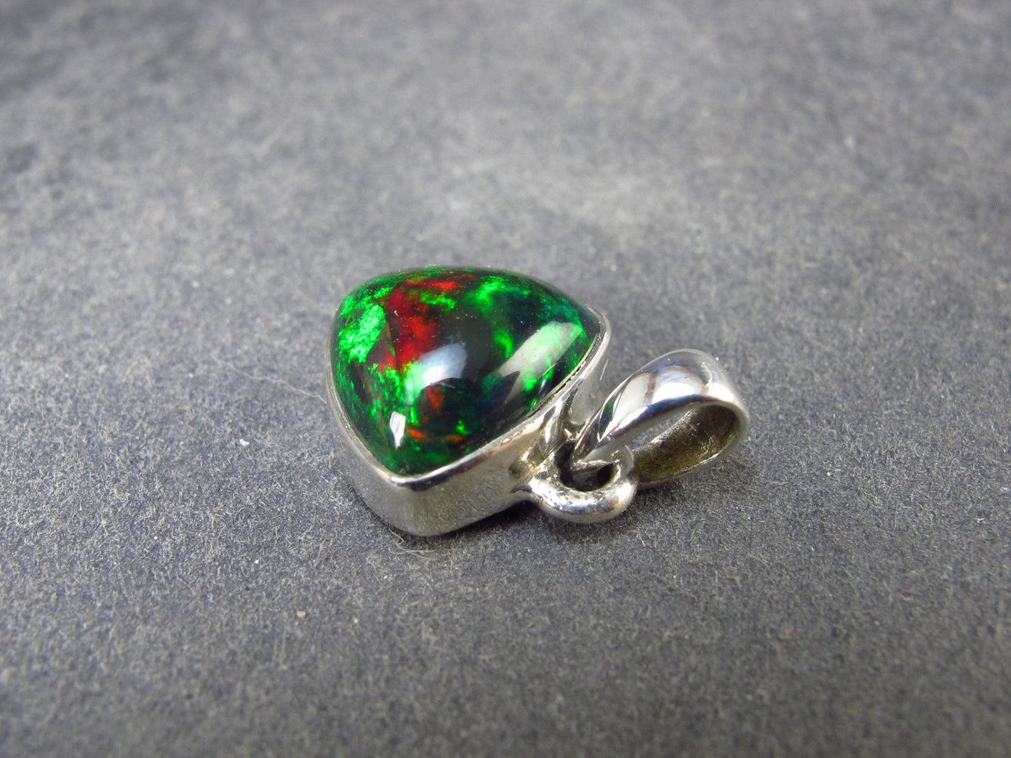 Rare Black Opal Sterling Silver Pendant from Australia - 0.7" - 1.61 Grams