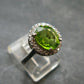 Natural Faceted Peridot Olivine Sterling Silver Ring - 3.54 Grams - Size 8.75