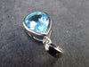 Elegant Genuine Solitaire Sky Blue Topaz Sterling Silver Pendant From Brazil - 0.9" - 2.84 Grams
