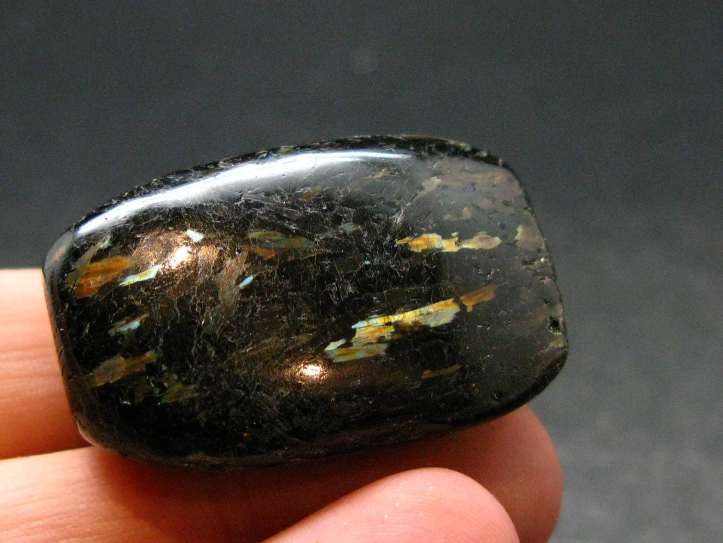 Rare Nuumite Nuummite Tumbled Stone From Greenland - 27.59 Grams - 1.3"