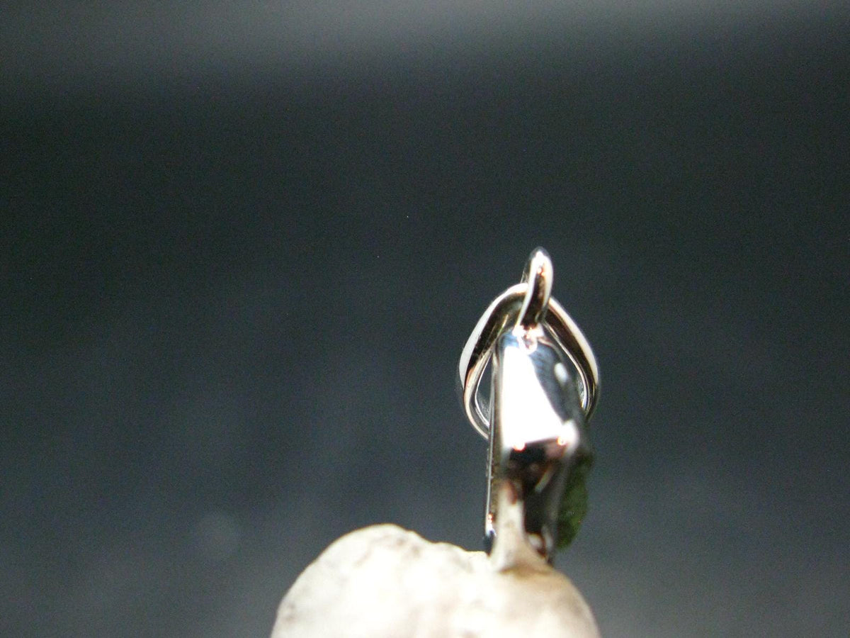 Moldavite Tektite Silver Pendant from Czech Republic - 0.7" - 0.81 Grams