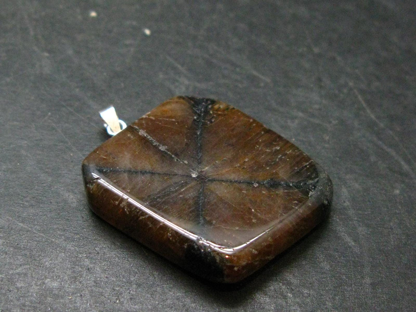 Perfect Cross-Shaped Andalusite (Variety of Chiastolite) Polished Silver Pendant from China - 1.5" - 14.93 Grams