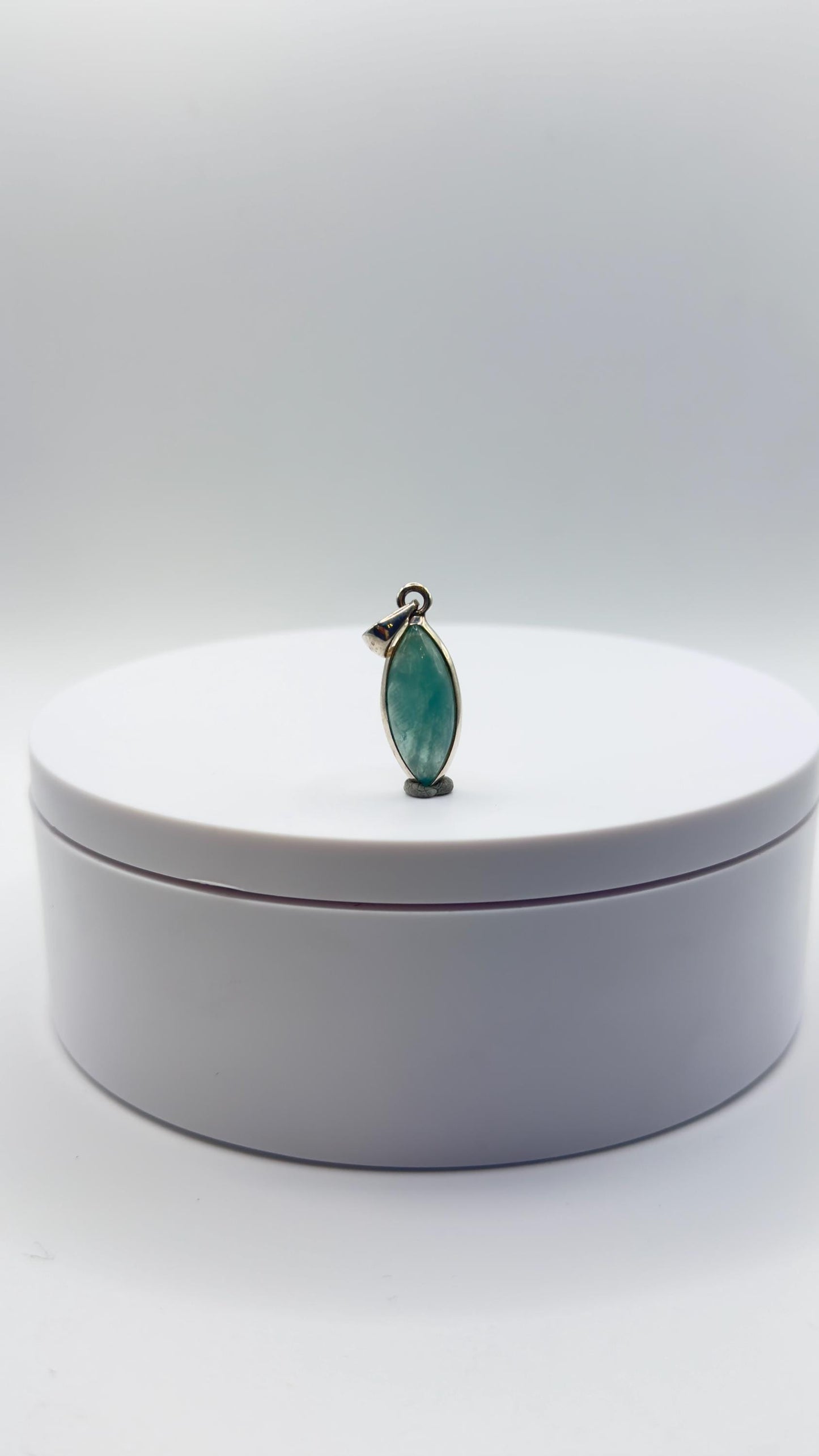 Grandidierite Pendant Marquise Cabochon Blue Green Gemstone Silver Necklace Natural Crystal Jewelry