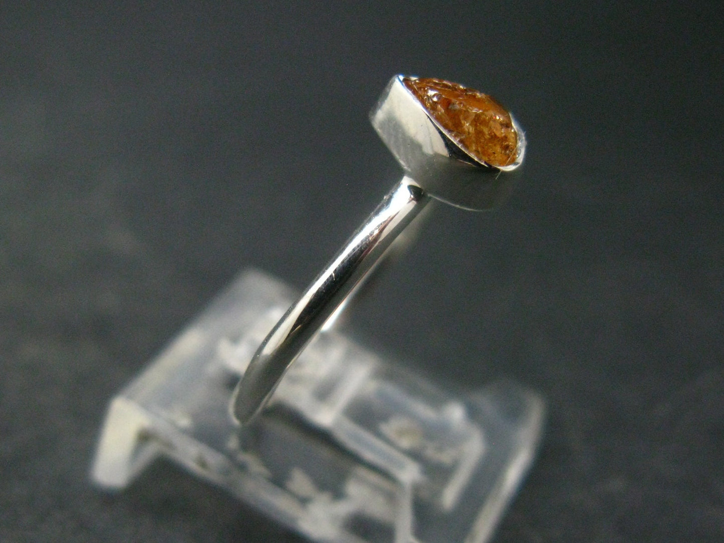 Spessartine Garnet Silver Ring From Tanzania - Size 6 - 1.88 Grams