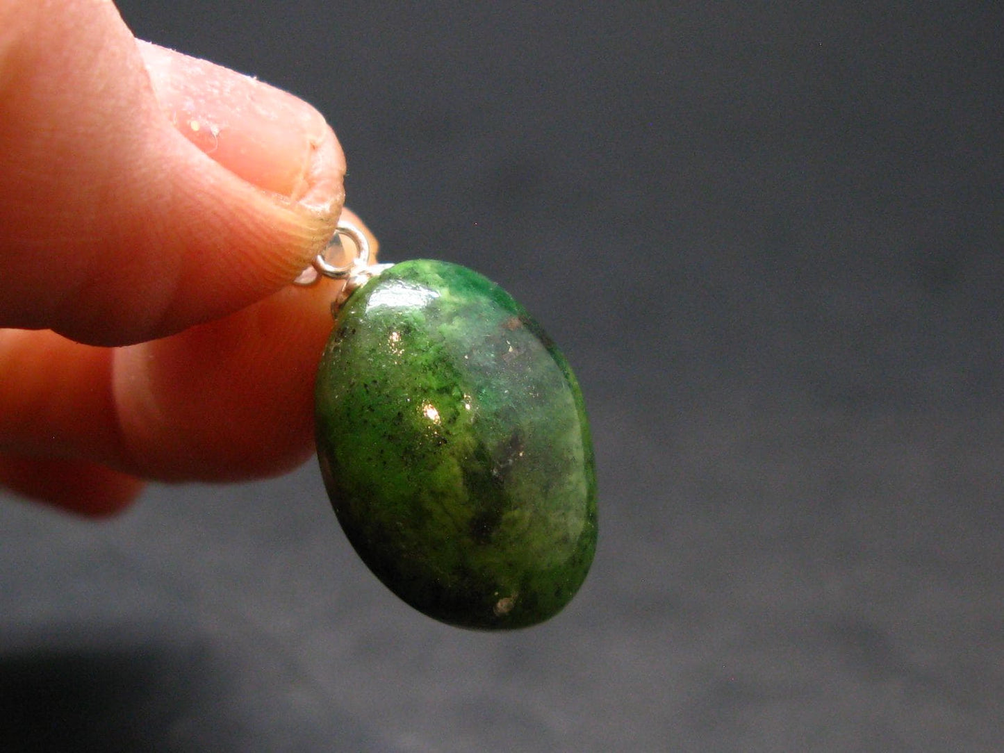 Tsavorite Gem Green Garnet Sterling Silver Pendant From Tanzania - 0.9" - 4.35 Grams