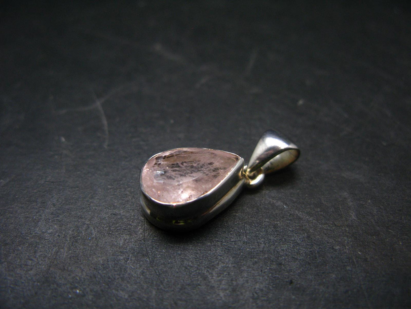 Pink Beryl!! Amazing Natural Facetted Morganite Silver Pendant From Brazil - 0.8" - 3.03 Grams