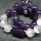 Amethyst & Selenite Genuine Bracelet ~ 7 Inches ~ 8mm Round Beads