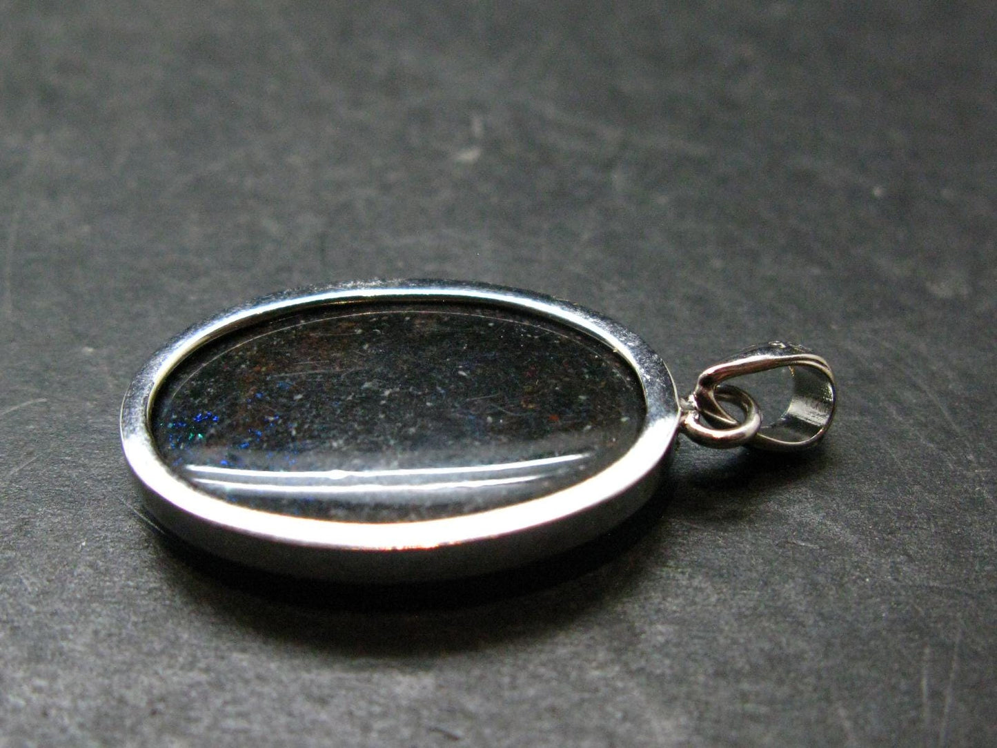 Rare Black Opal Sterling Silver Pendant from Australia - 1.4" - 4.49 Grams
