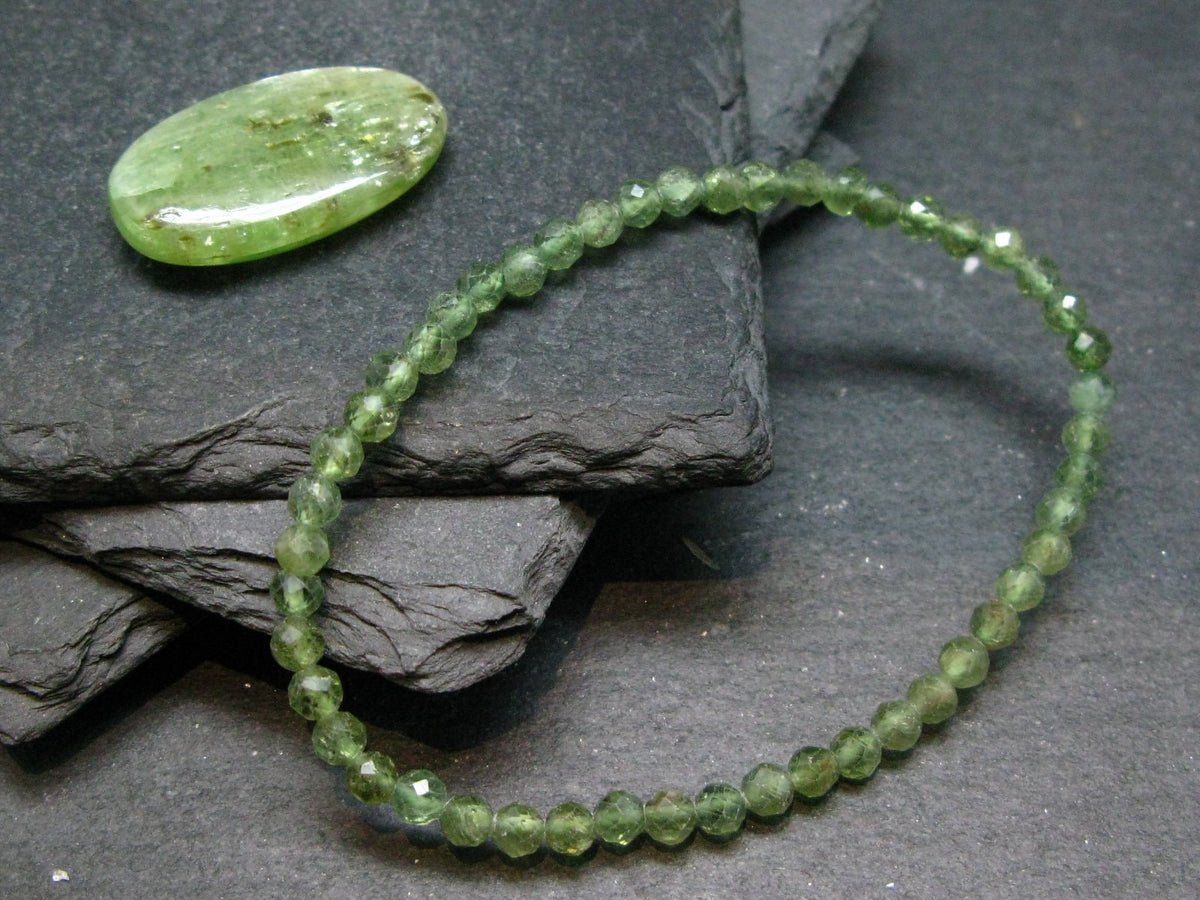 Green Kyanite Genuine Bracelet ~ 7 Inches ~ 4mm Facetted Beads