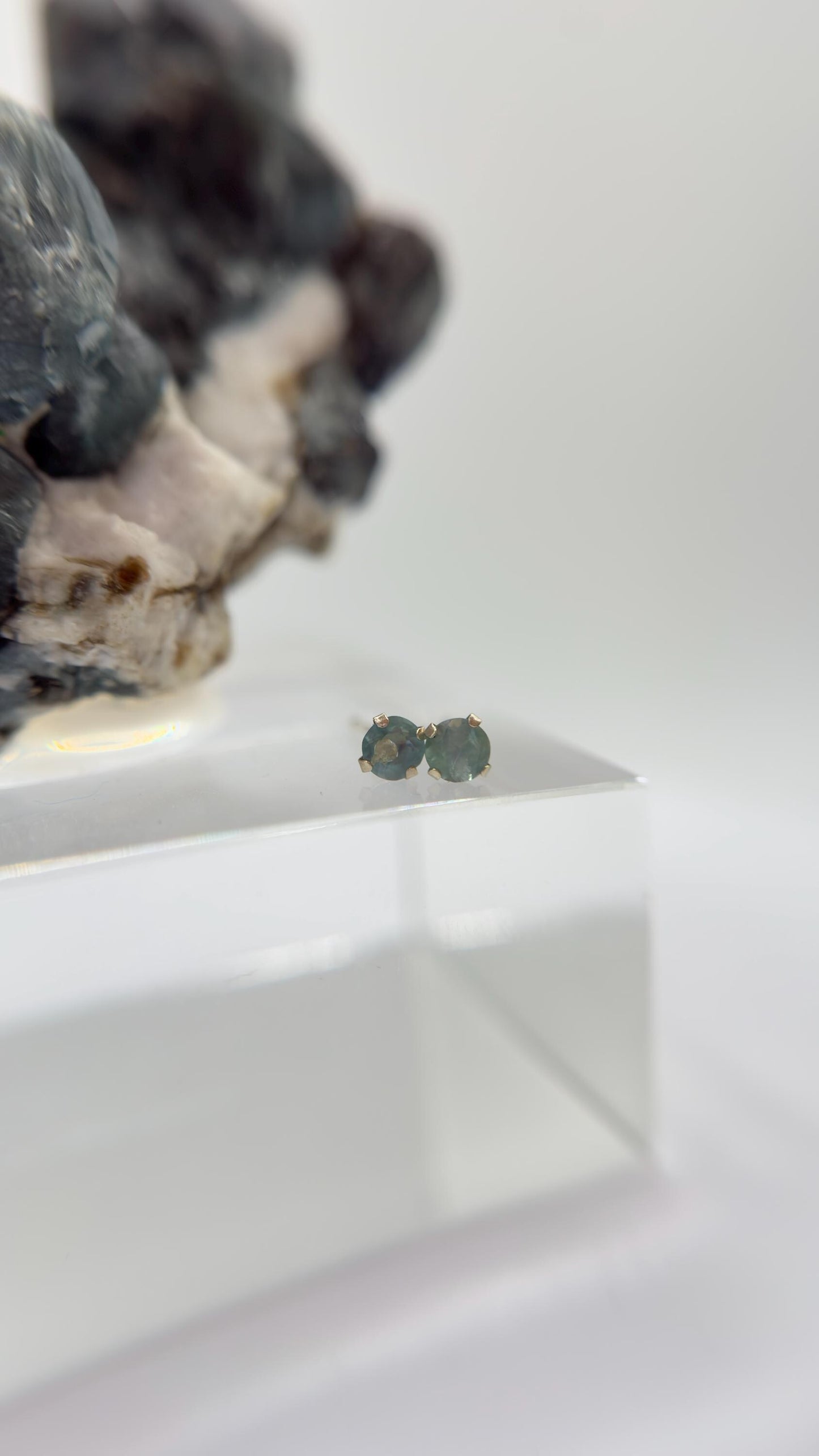 Alexandrite Stud Earrings Color Change Gemstone Silver Earrings June Birthstone Minimalist Jewelry