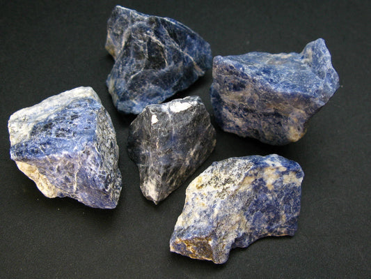 Lot of 5 Natural Raw Sodalite Crystal from Canada