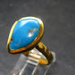 Genuine Turquoise Sterling Silver Gold Plated Ring Adjustable Size 10.25 - 5.55 Grams