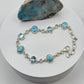 Larimar and Blue Topaz Silver Bracelet Ocean Gemstone Adjustable Link Bracelet Gift