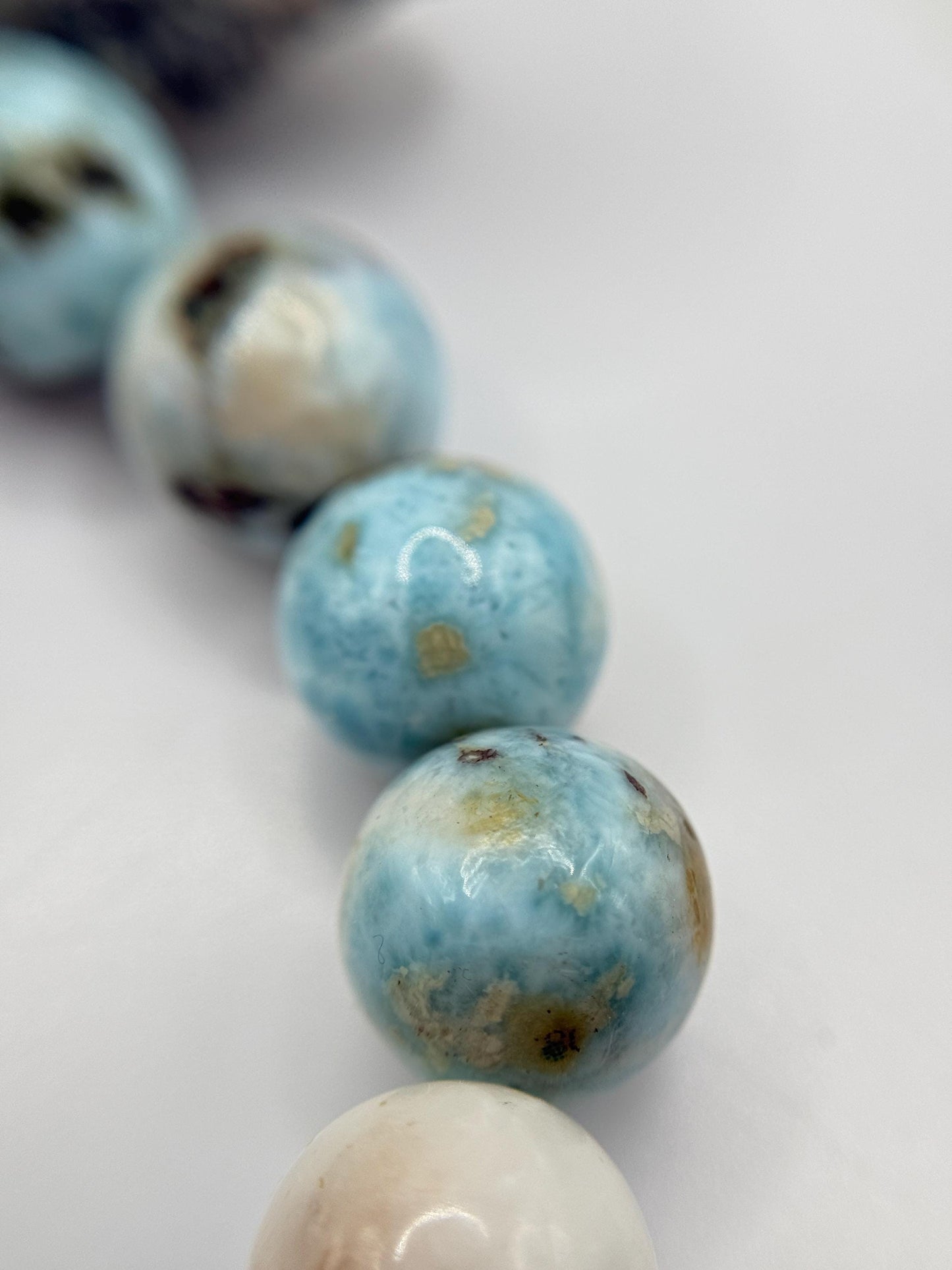 Larimar Stretch Bracelet Blue Gemstone Beads Minimalist Ocean Jewelry Gift