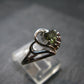 Moldavite & Red Garnet Sterling Silver Ring From Czech Republic - Size 8.5 - 2.61 Grams