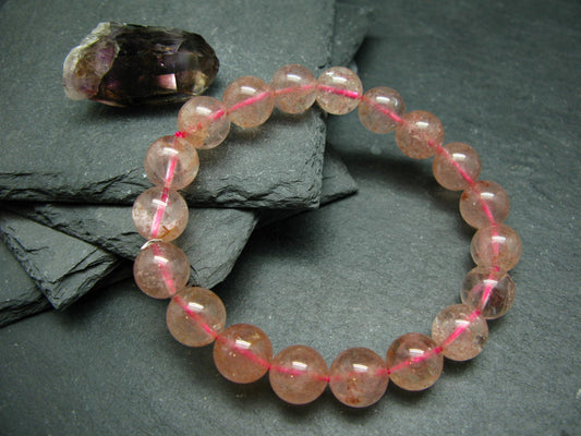 Strawberry Quartz Genuine Bracelet ~ 7 Inches ~ 11mm Round Beads