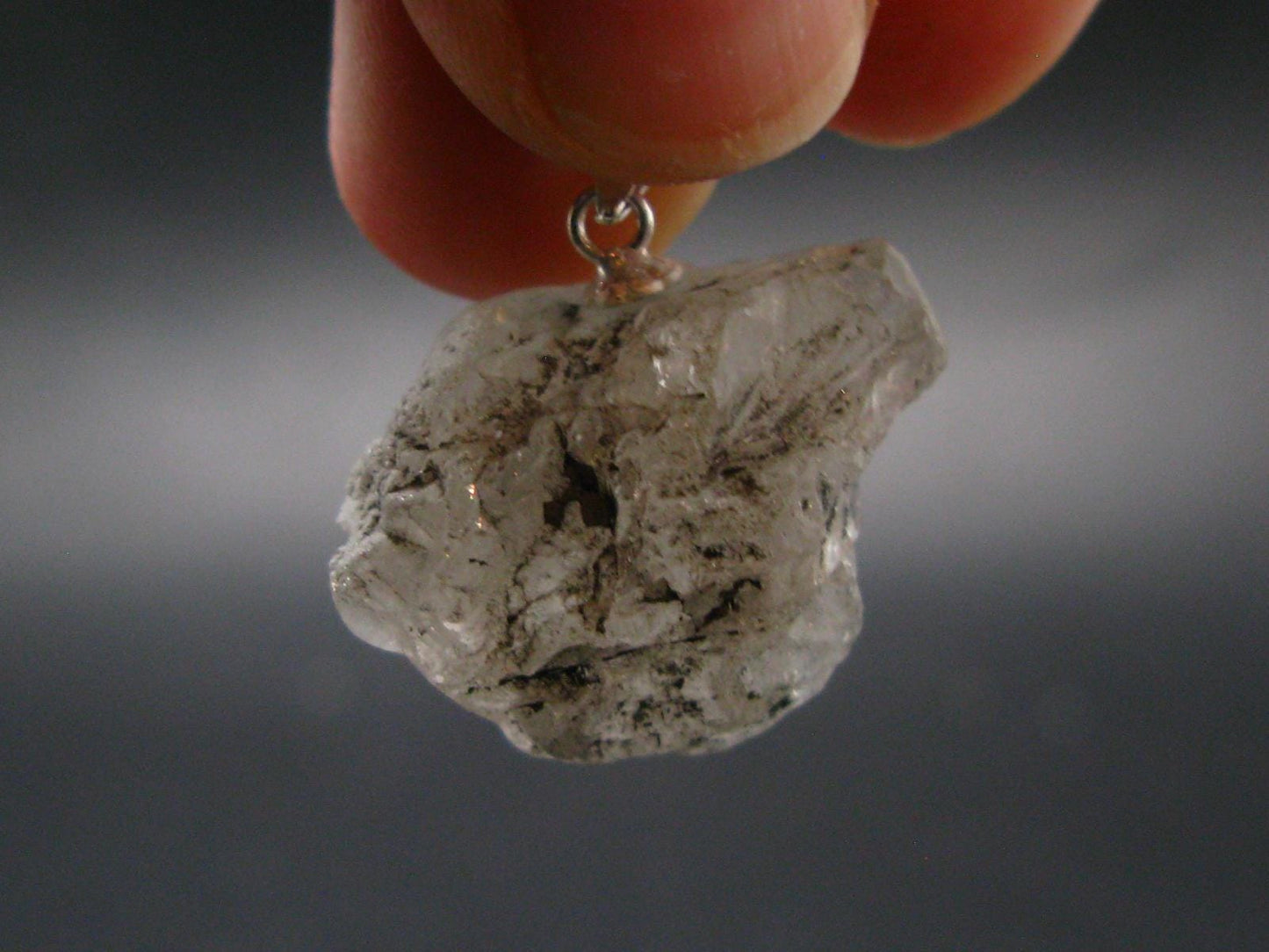 Gray Herderite Silver Pendant from Africa - 1.0" - 5.44 Grams