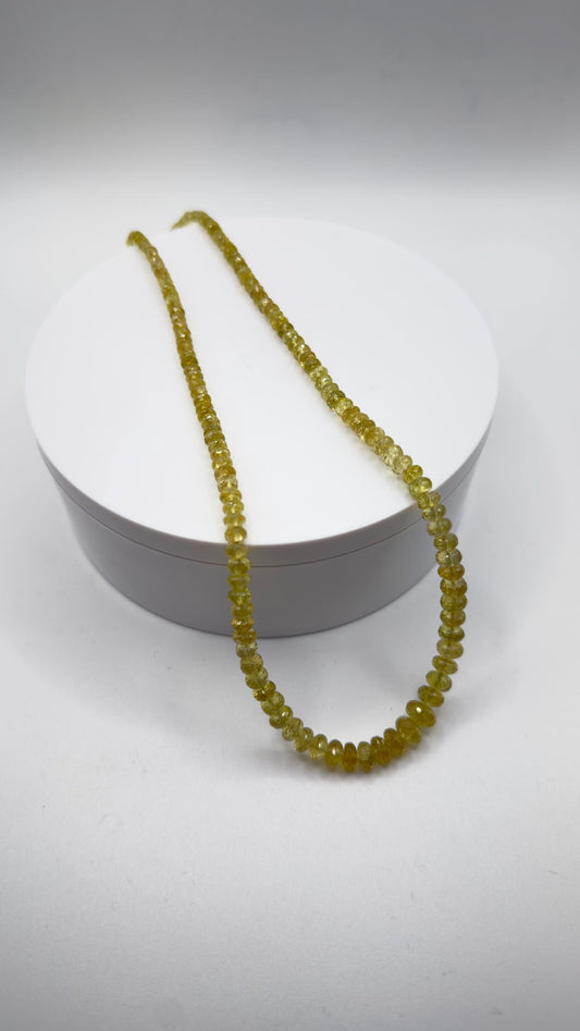 Natural Chrysoberyl, Gemstone Beaded Necklace, Faceted Crystal Strand, Minimalist Jewelry Gift for Her
