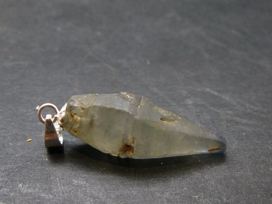Gem Blue Sapphire Corundum Crystal Silver Pendant From Sri Lanka - 2.6 Grams