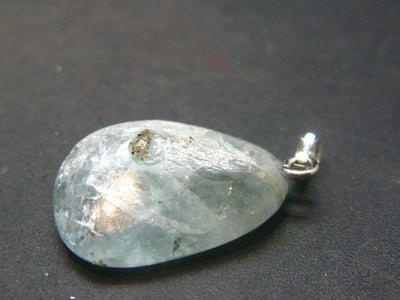 Aquamarine Gem Sterling Silver Pendant From Brazil - 1.3" - 4.52 Grams