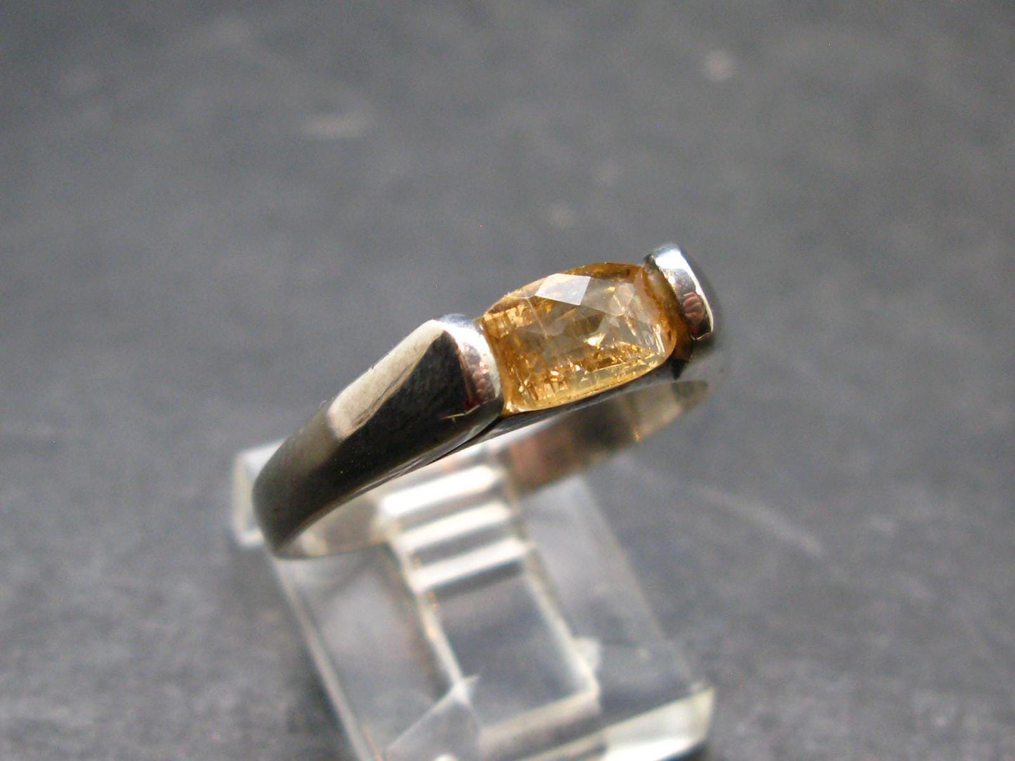 Fabulous Untreated Faceted Gem Imperial Topaz 925 Silver Ring from Brazil - Size 9.75 - 3.85 Grams