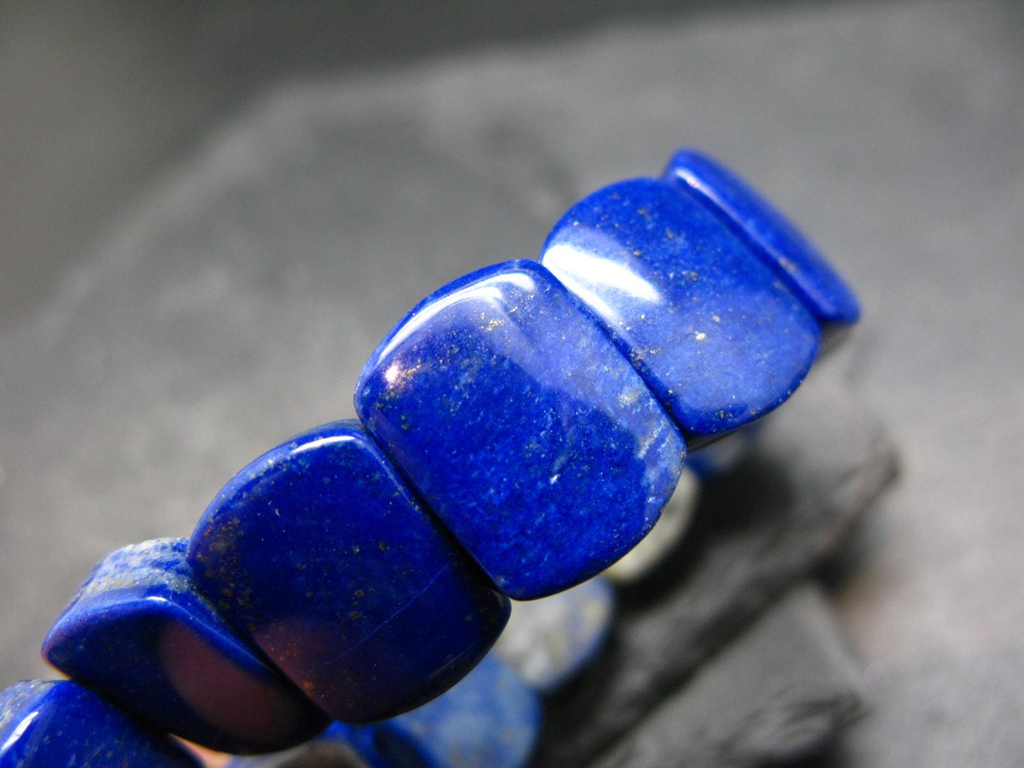 Lapis Lazuli Lazurite Genuine Bracelet ~ 7 Inches ~ 15mm Oval Beads