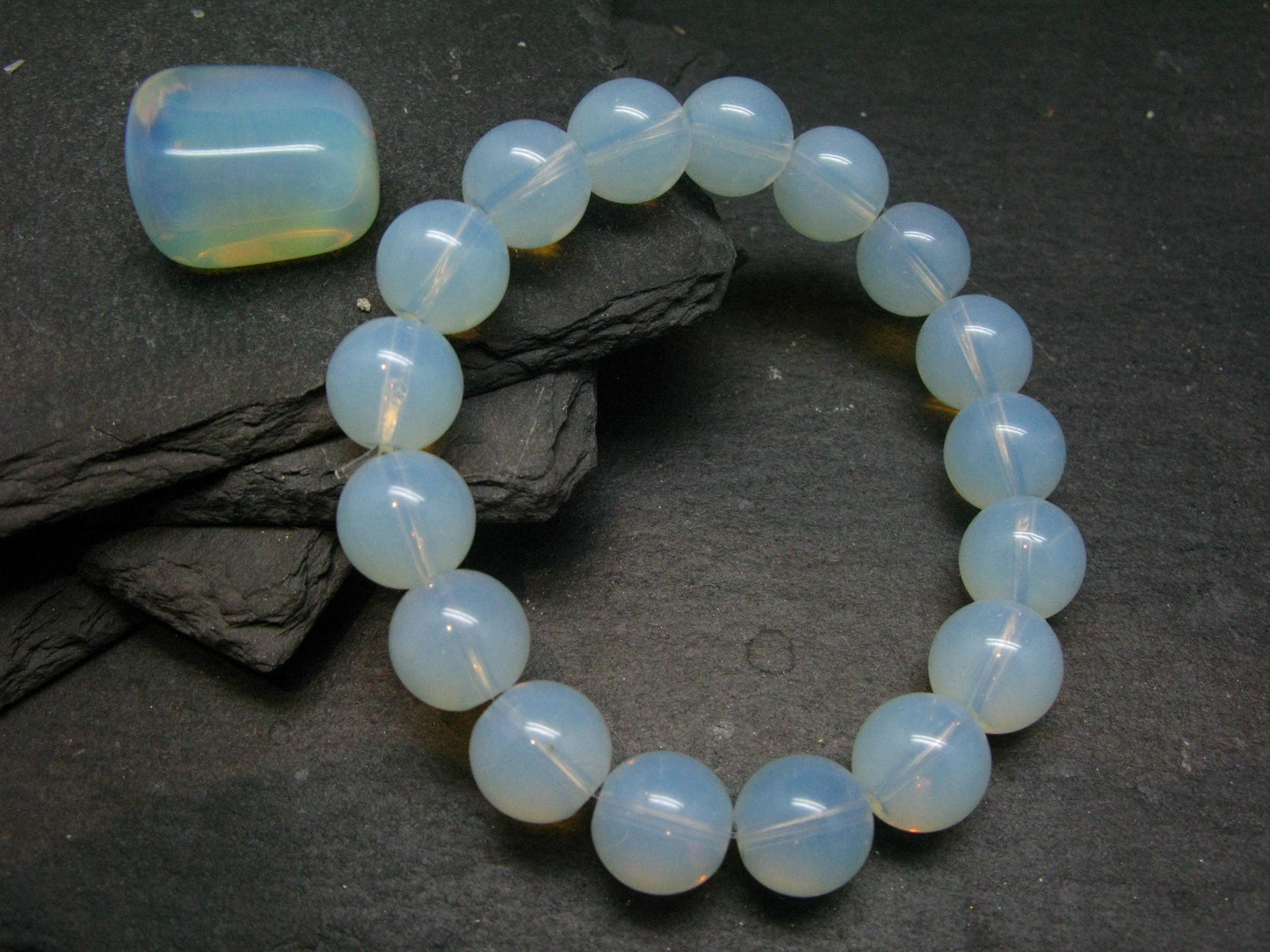 Opalite Genuine Bracelet ~ 7 Inches ~ 12mm Round Beads
