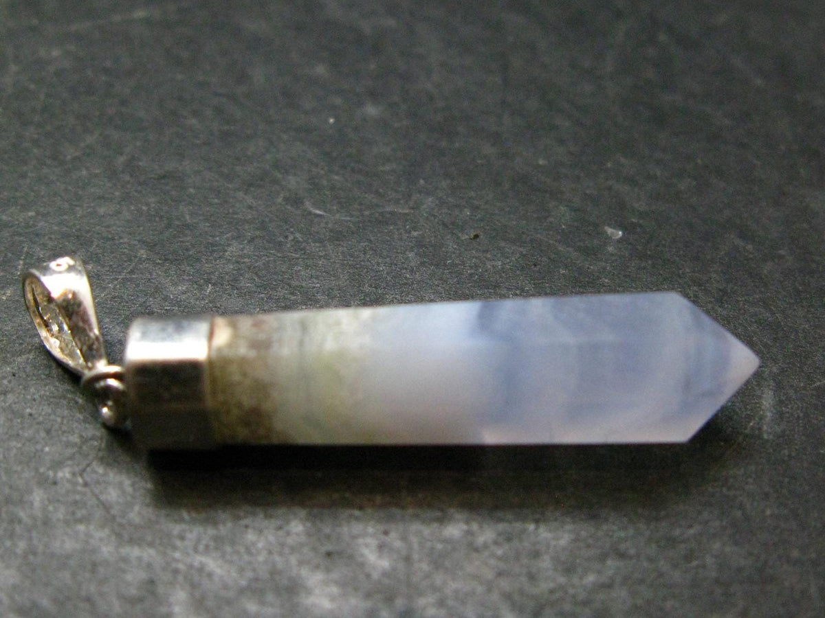 Blue Lace Agate 925 Silver Pendant from Namibia - 1.8" - 4.32 Grams
