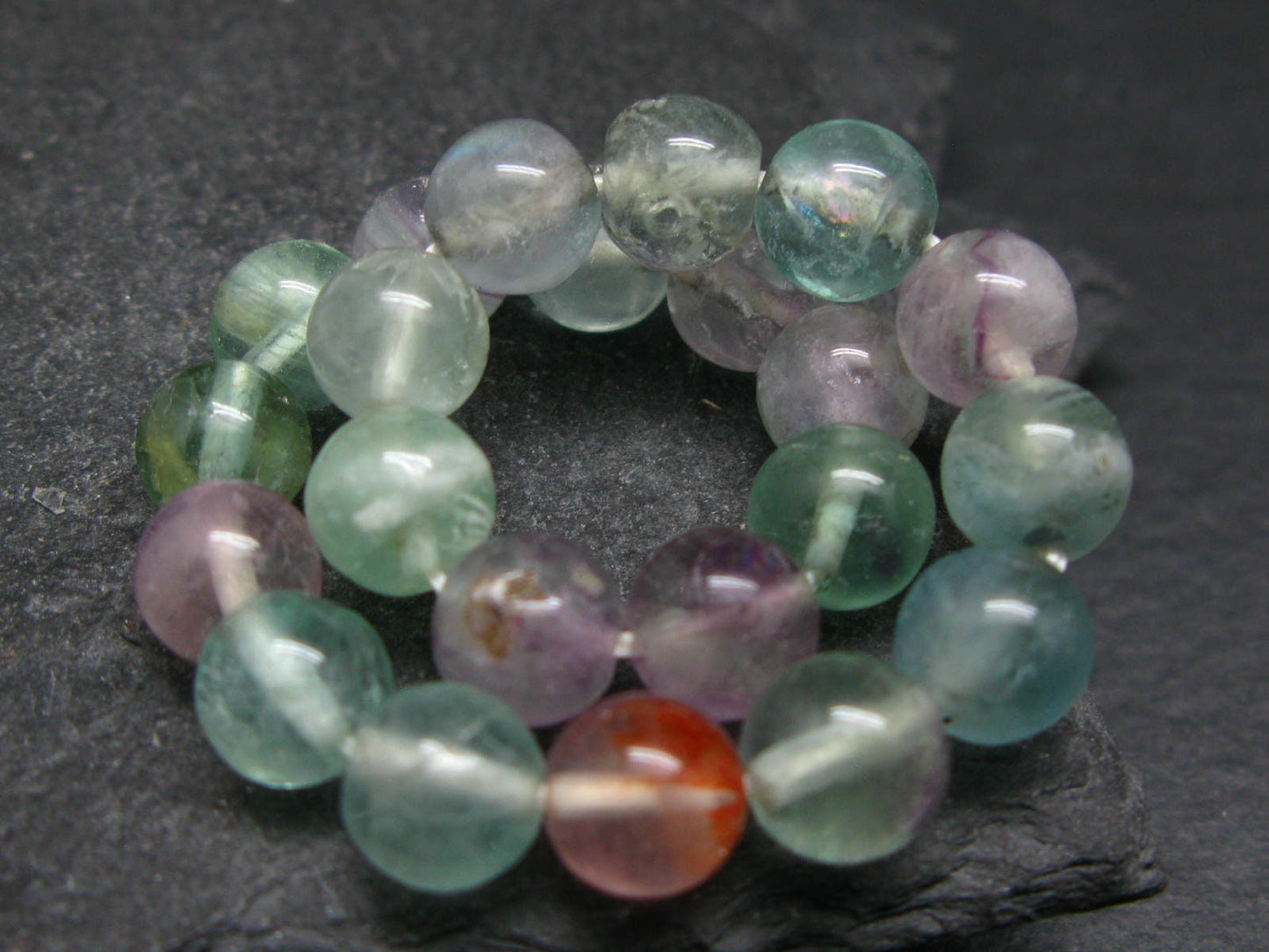 Fluorite Genuine Bracelet ~ 7 Inches ~ 8mm Round Beads