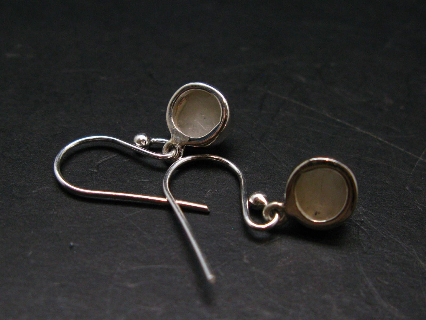 Very Rare White Cryolite 925 Silver Earrings from Greenland - 0.9" - 2.11 Grams