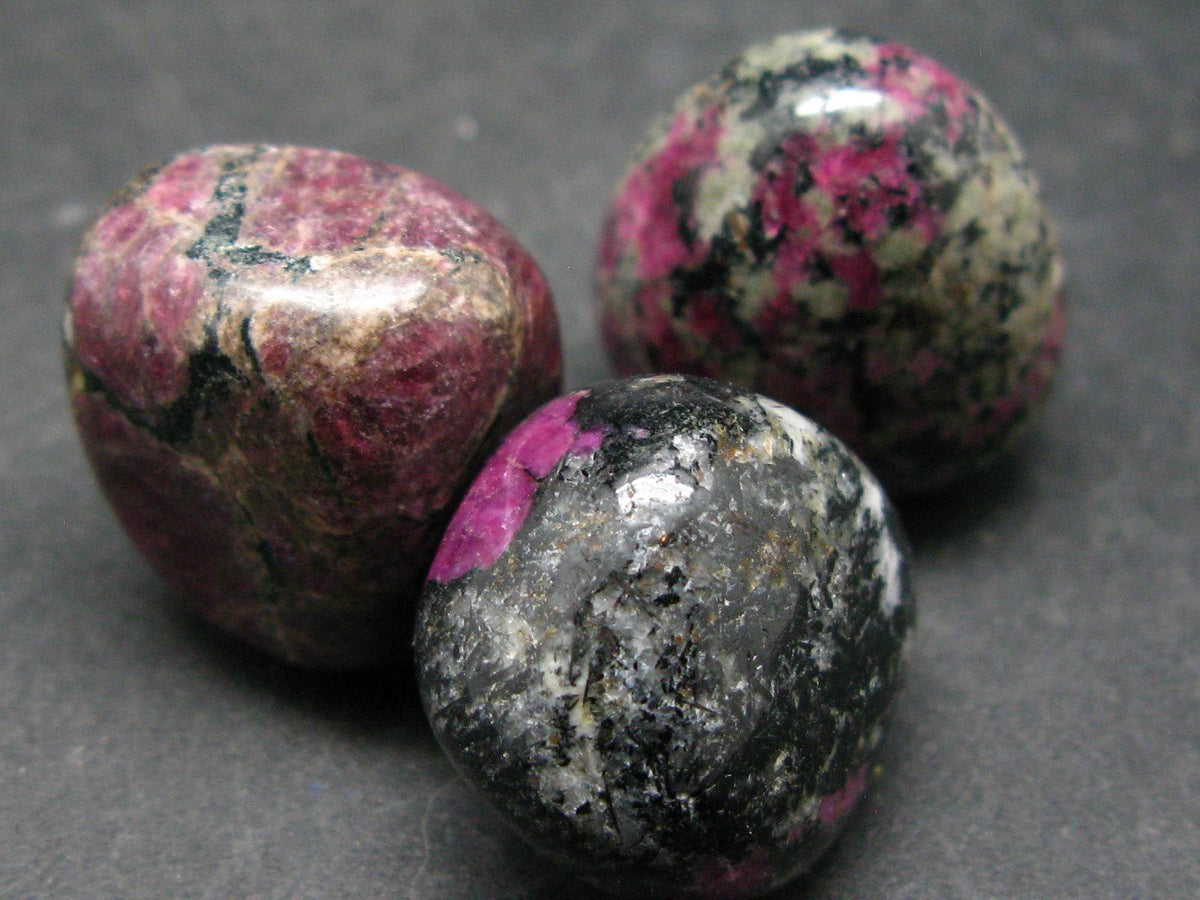 Nice Lot of 3 Red Eudialyte And Aegirine From Russia - 35.9 Grams
