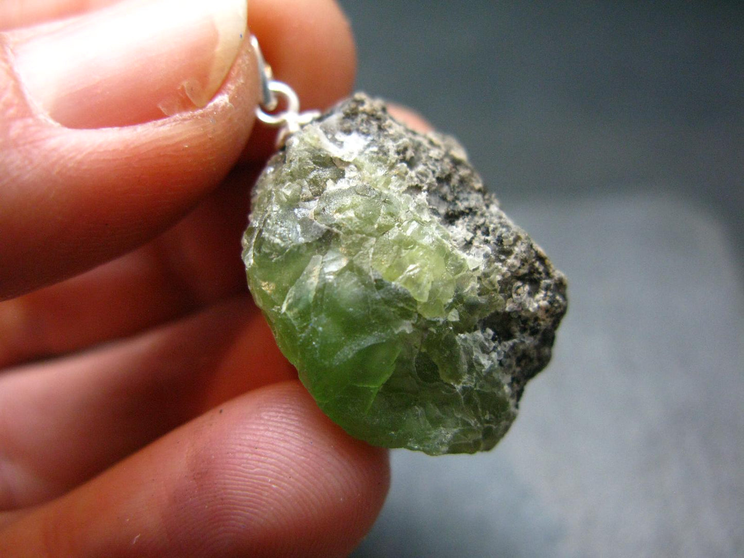 Rare Green Smithsonite Cluster Silver Pendant From Namibia - 1.2" - 6.08 Grams